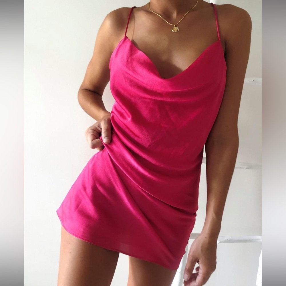 Sabo Skirt satin slip dress magenta size S worn once